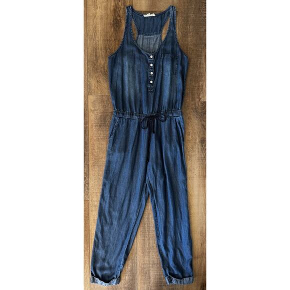 Lovestitch Women's One-Piece Denim Jumpsuit Size Small Romper Tank Top - Picture 1 of 11